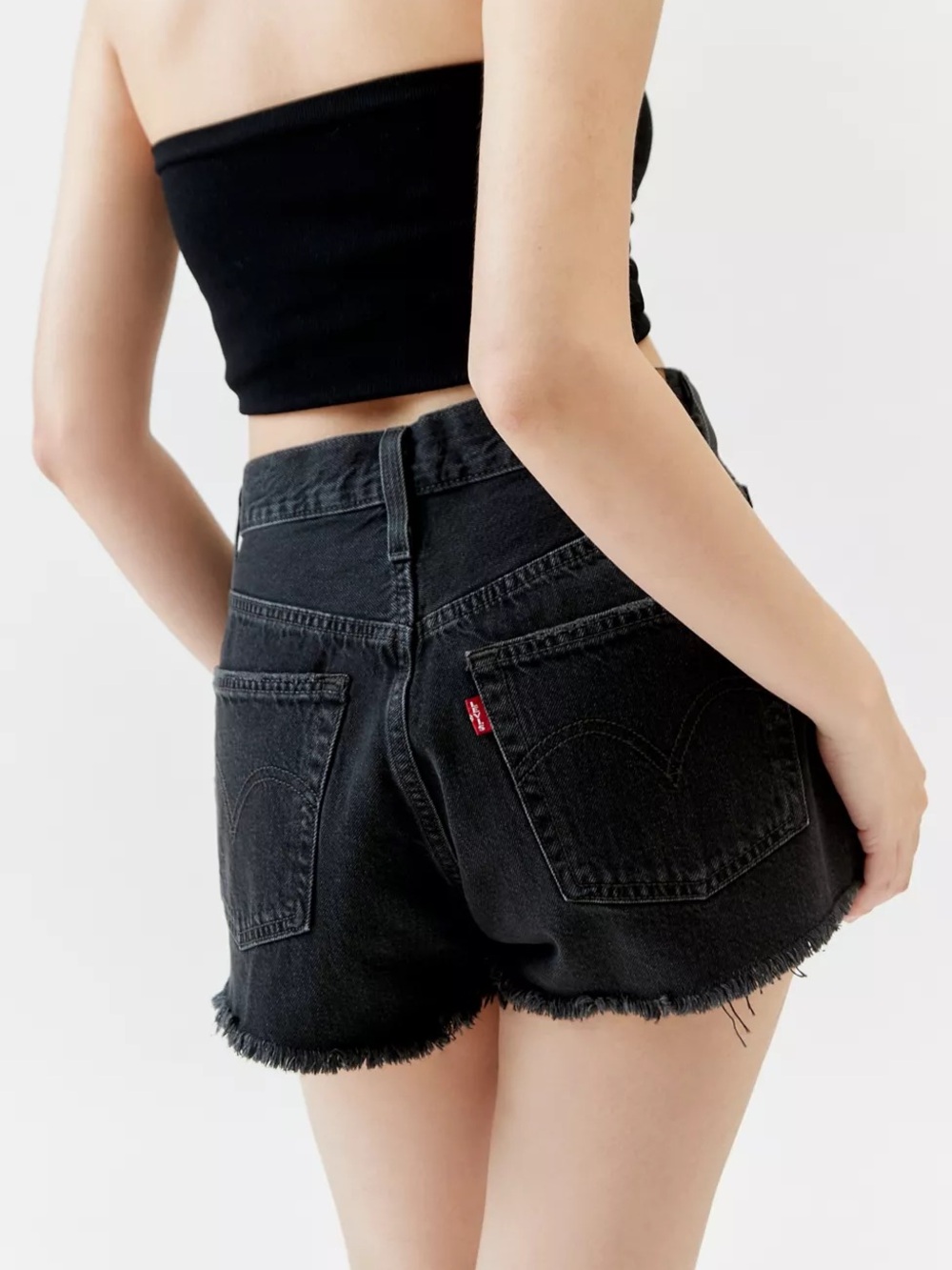 Levi’s 501 Original Cutoff Shorts Black High Rise Denim Shorts Size 26 - Picture 2 of 8